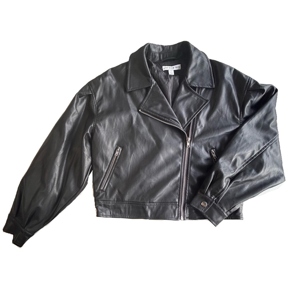 Cropped Black Leather Jacket